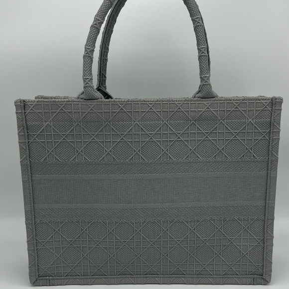 Authentic NEW Dior Embroidered Cannage canvas grey medium book tote - Picture 6 of 16
